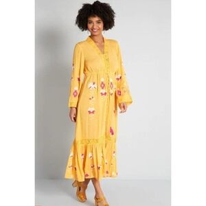 Modcloth Frock & Frill Sunshine of Your Love Midi Dress - Size US 6